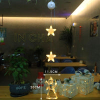 Mandotos Christmas 3-piece LED star hanging lights with suction cups, battery-powered for home holiday decor.