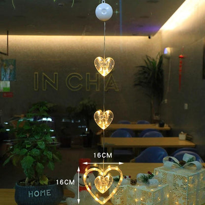 Christmas 3Pcs LED Star Hanging Lights For Home Decor Suction Cup Battery Powered - MANDOTOS