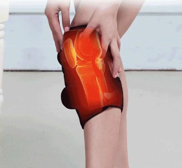 Mandotos electric infrared knee massager with adjustable heat and compression for joint and muscle relief, portable design.