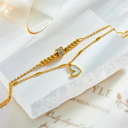 Fashion Jewelry Boho Classic Love Heart Ankle Chain Double Layer Chain Bracelet Anklet Charm Tassel Leg Chain On Foot Chain Women Party Jewelry Accessories - MANDOTOS