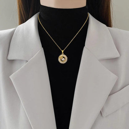 Fashion Jewelry Square Full Diamond Personalized Round Ring Leaves Necklace And Earrings Suite - MANDOTOS