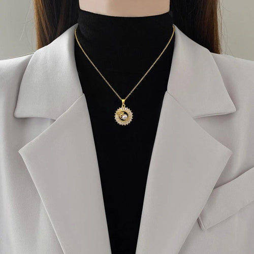 Fashion Jewelry Square Full Diamond Personalized Round Ring Leaves Necklace And Earrings Suite - MANDOTOS