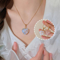 Mandotos fashion moonstone necklace featuring a cartoon princess love girl design, elegant jewelry for girls and women.