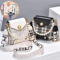 Mandotos women's crossbody bag with pearl chain, cute princess wallet design, summer style, classic shoulder bag for women.