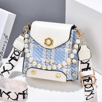 Mandotos women's crossbody bag with pearl chain, cute princess design, classic shoulder style, suitable for summer phone carrying.
