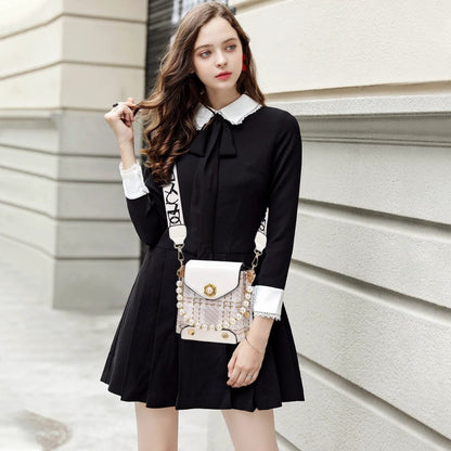 Fashion Women'S Crossbody Bag Girl'S Cute Princess Wallet Classic Shoulder Bag Summer Pearl Chain Phone Bag - MANDOTOS