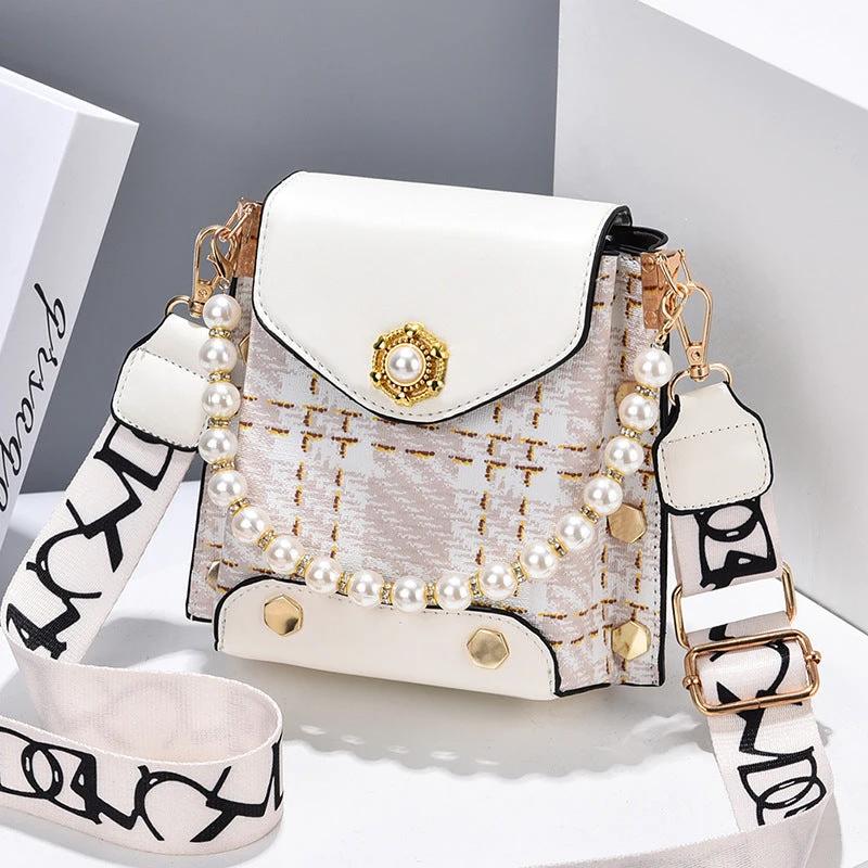 Mandotos women's crossbody bag with pearl chain, cute princess wallet design, summer style, classic shoulder bag with phone pocket