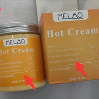 Mandotos fat burner weight loss cream with anti-cellulite hot massage gel, showing the jar and applicator in use.