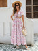 Floral Elegance Maxi Dress - Ruffle Sleeves, Cutout Waist & High Slit, Perfect for Vacations in Breathable Rayon - MANDOTOS