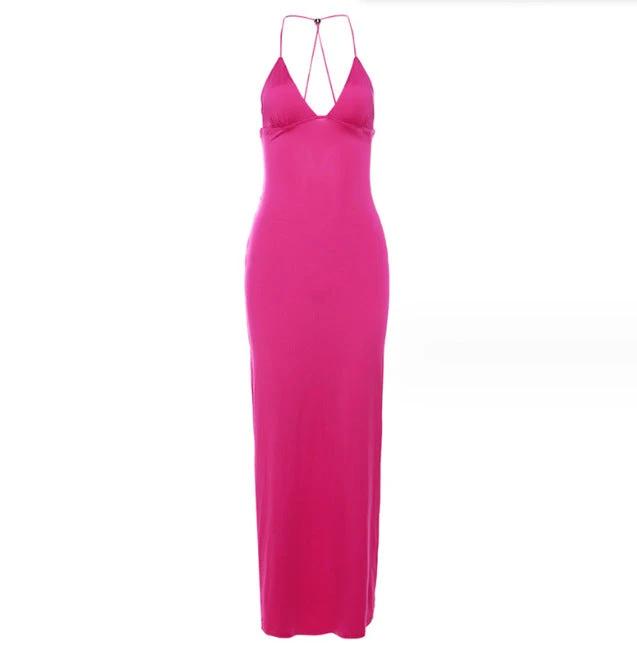 Floral Print Halter Dress - Sexy Butterfly Back Spaghetti Straps - MANDOTOS