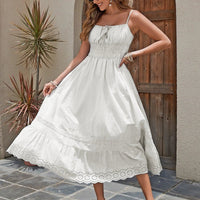 Mandotos French Romantic Cotton Maxi Dress for summer, featuring flowing fabric and elegant design perfect for warm weather.