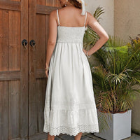 French Romantic Cotton Maxi Dress by MANDOTOS featuring a flowing silhouette and summer elegance perfect for warm weather.