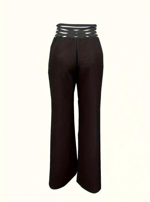Girls' Solid Color Hollow High Waist Slimming Fashion Versatile Home Clothes Pants - MANDOTOS