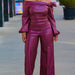 Glamourista Women's Trendy Leather Suit - Chic & Confident Style - MANDOTOS