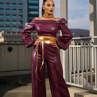 Glamourista Women's Trendy Leather Suit - Chic & Confident Style - MANDOTOS