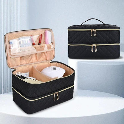 GlamourPro Double-Layer Nail Tool Organizer - Stylish & Functional Storage Solution - MANDOTOS