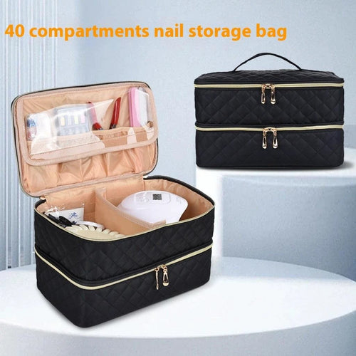 GlamourPro Double-Layer Nail Tool Organizer - Stylish & Functional Storage Solution - MANDOTOS