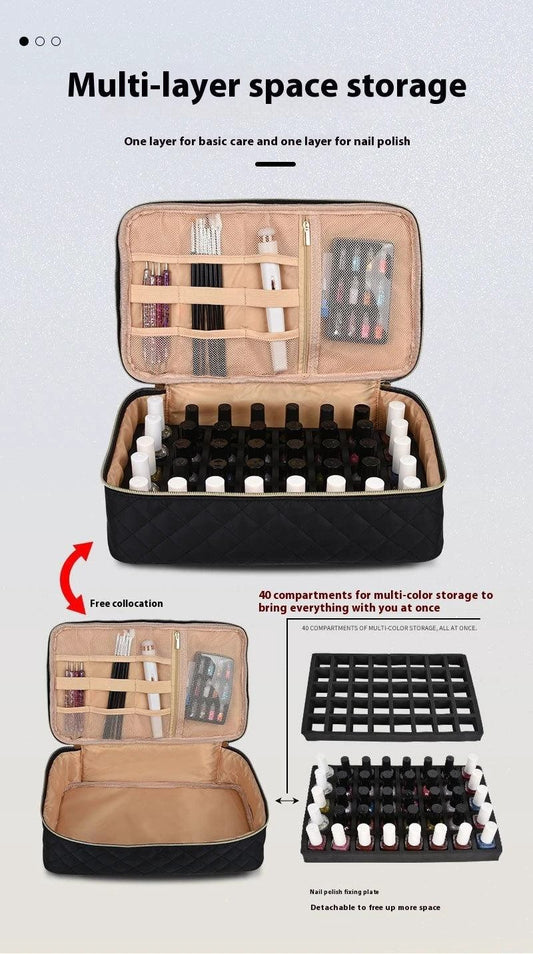 GlamourPro Double-Layer Nail Tool Organizer - Stylish & Functional Storage Solution - MANDOTOS
