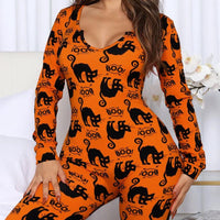 Halloween Printed Jumpsuit - Long Sleeve Home Pajamas - MANDOTOS