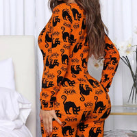 Halloween Printed Jumpsuit - Long Sleeve Home Pajamas - MANDOTOS