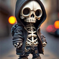 Mandotos Halloween skeleton figurine, a cool resin doll for spooky home decor, featuring detailed skeleton design.