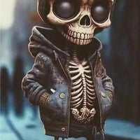 Mandotos Halloween skeleton figurine, cool resin doll for home decor, detailed spooky skeleton sculpture for Halloween decorations