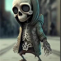 Mandotos Halloween Skeleton Figurines, cool resin doll decor with detailed skeleton figures for festive home decoration.