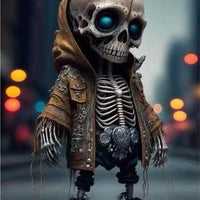 Halloween Skeleton Figurines by MANDOTOS, cool resin doll decor for home, featuring detailed skeletons for festive spooky decoration.