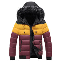 Mandotos heated splicing down jacket with a stylish design, featuring quilted pattern and insulated warmth for winter wear.