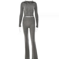 Mandotos women's hoodie suit with zip long-sleeve sweater and high-waist long pants, casual and comfortable leisure set.