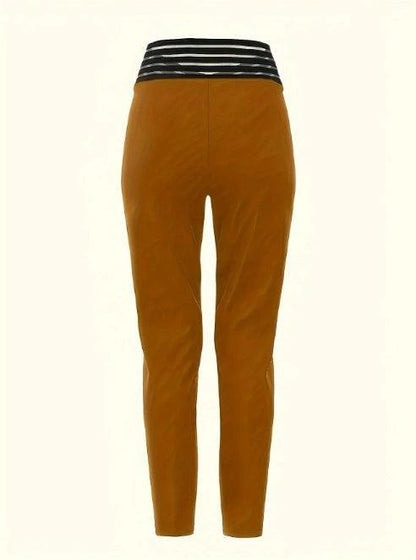 Ladies' Solid Color Hollow High Waist Fashionable Slimming Casual Pants - MANDOTOS