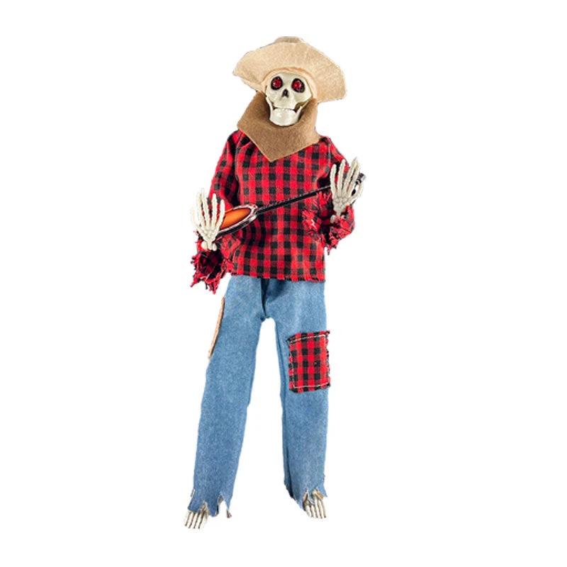 Light-Up Guitarist Skeleton: Spooky Halloween Decoration - MANDOTOS