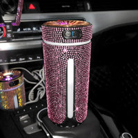 Mandotos luxury diamond-shaped car humidifier with LED light and aromatherapy diffuser for fresh, relaxing air in vehicles.