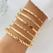MANDOTOS Bohemian Metal Chain Bracelet Set For Women Geometric Gold Color Thick Link Bangles Six Piece - MANDOTOS