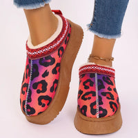 Mandotos Christmas Cartoon Print Plush Lined Slip On Navy Ankle Boots For Women Indoor Home Shoes - MANDOTOS