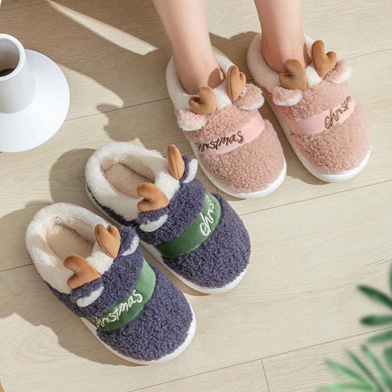 Mandotos Christmas Elk Slippers Cozy Winter Home Slippers - MANDOTOS