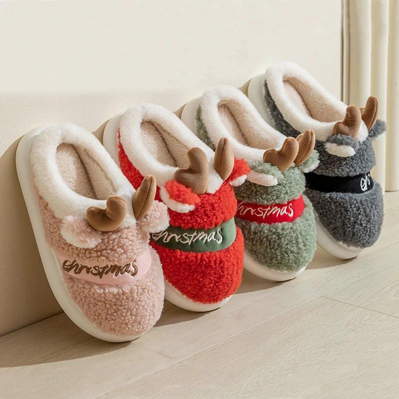 Mandotos Christmas Elk Slippers Cozy Winter Home Slippers - MANDOTOS