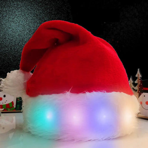 Mandotos Christmas Hat LED Light Plush Luminous Santa Hat For Children And Adults - MANDOTOS