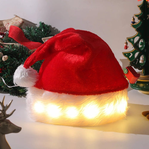 Mandotos Christmas Hat LED Light Plush Luminous Santa Hat For Children And Adults - MANDOTOS