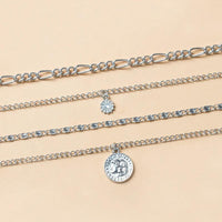 Mandotos Chunky Gold Layered Necklace With Coin Pendant And Sun Charm For Women - MANDOTOS