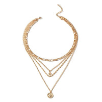 Mandotos Chunky Gold Layered Necklace With Coin Pendant And Sun Charm For Women - MANDOTOS