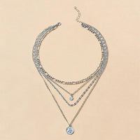 Mandotos Chunky Gold Layered Necklace With Coin Pendant And Sun Charm For Women - MANDOTOS