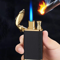 Mandotos Creative Blue Flame Lighter Dolphin Dragon Tiger Metal Windproof Double Flame Refillable - MANDOTOS