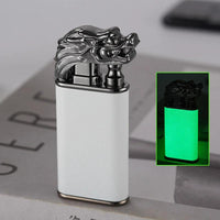 Creative Blue Flame Lighter Dolphin Dragon Tiger Double Fire Metal Winproof Lighter Inflatable Lighter - MANDOTOS