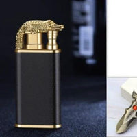 Creative Blue Flame Lighter Dolphin Dragon Tiger Double Fire Metal Winproof Lighter Inflatable Lighter - MANDOTOS