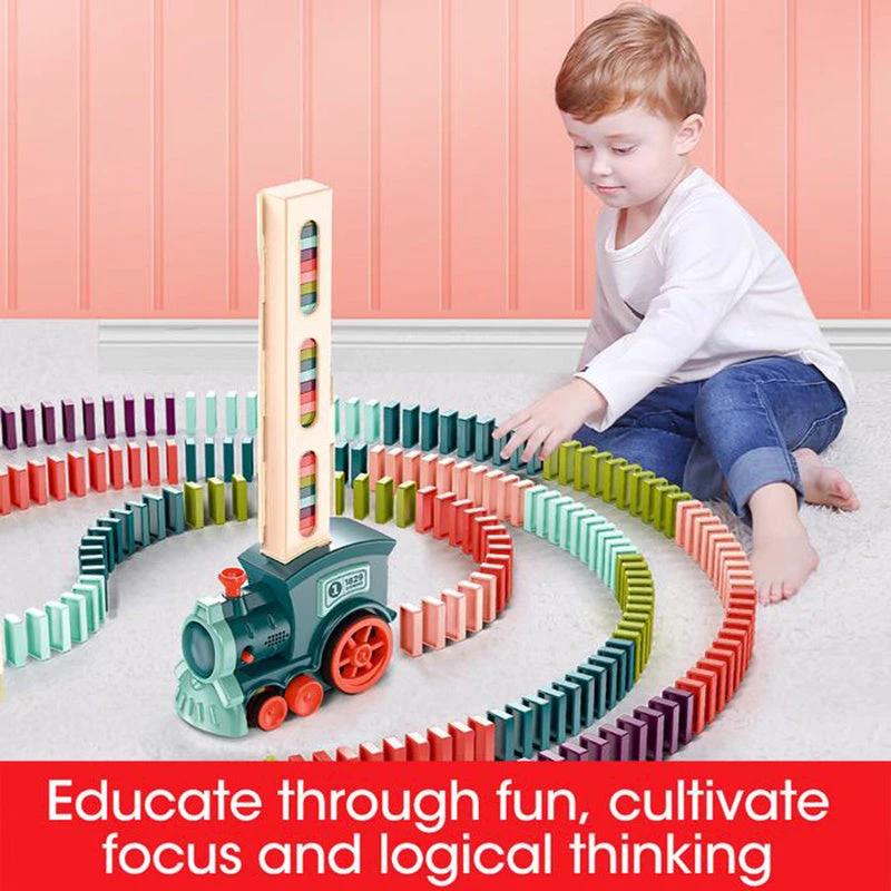 Mandotos Domino Train Toy Electric Automatic Building Blocks Set for Creative STEM Learning - MANDOTOS