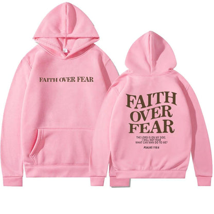Mandotos Faith Over Fear Christian Hoodie Unisex Brown Bible Verse Psalms 118 Verse 6 - MANDOTOS