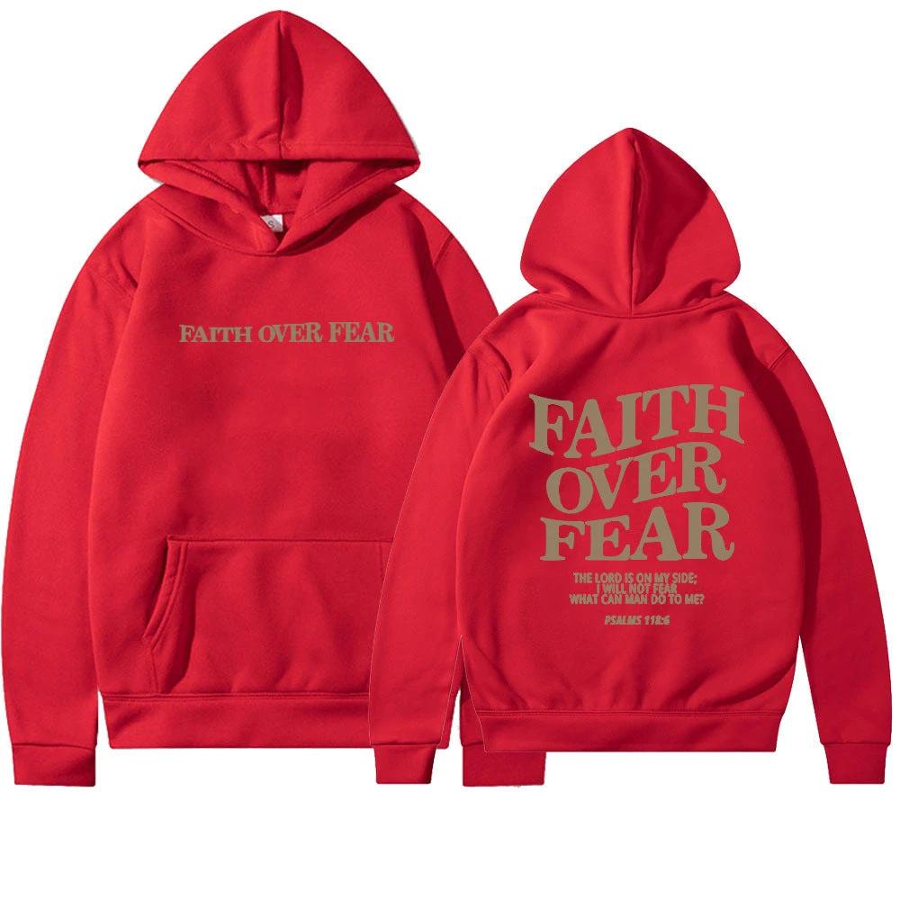Mandotos Faith Over Fear Christian Hoodie Unisex Brown Bible Verse Psalms 118 Verse 6 - MANDOTOS