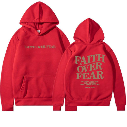 Mandotos Faith Over Fear Christian Hoodie Unisex Brown Bible Verse Psalms 118 Verse 6 - MANDOTOS
