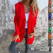 MANDOTOS Hooded Cardigan Single-Breasted Loose Red Jacket - MANDOTOS